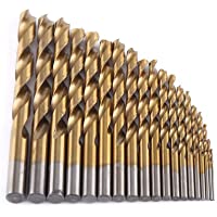 Akozon brocas helicoidales 19pcs alta velocidad de acero titanium twist drill bit set 1-10mm straight shank